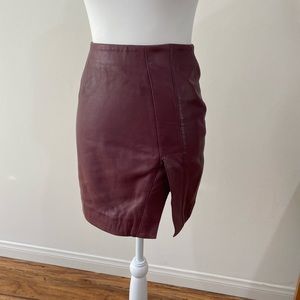Nicholas burgundy leather skirt